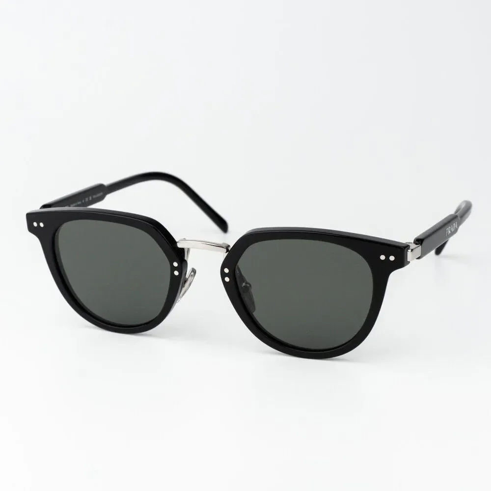 Prada Men Sunglasses Black Green Polarized Oval PR17YS 1AB03R BRAND NEW - Picture 2 of 13